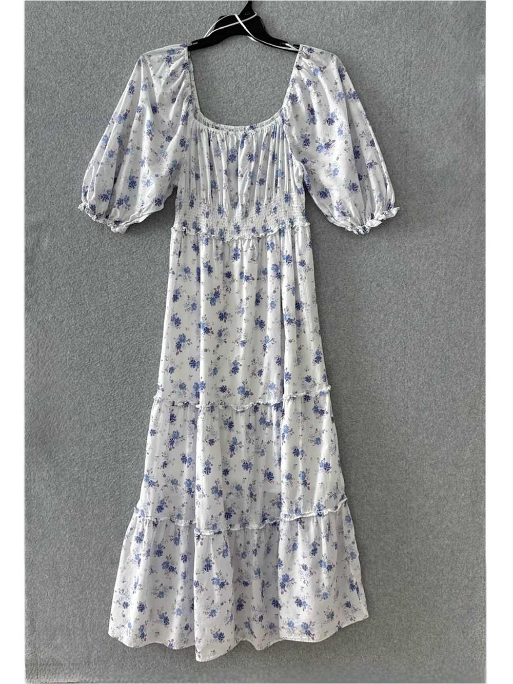 LoveShackFancy Target Gemma White Blue Floral Cottagecore Maxi Dress Size Medium